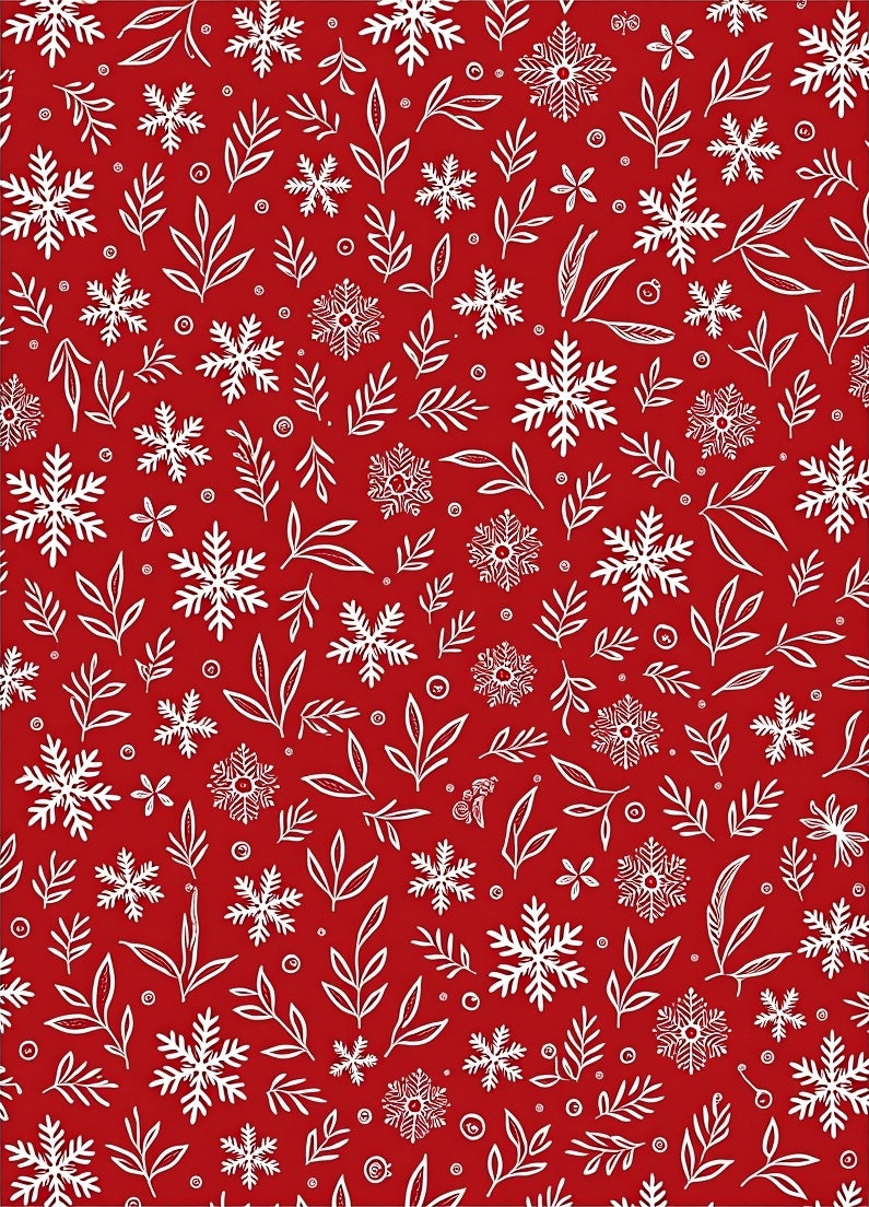 Red White Snowflake Botanical Scatter Rug