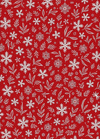 Red White Snowflake Botanical Scatter Rug