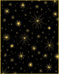 Golden Starburst Black Night Sky Rug