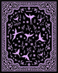 Ornate Lilac Bird and Floral Border Rug