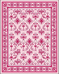 Crimson Floral Damask Border Rug