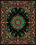 Ornate Black Coral Sun Medallion Rug