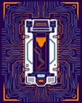Cyberpunk Circuit Board Orange Blue Rug