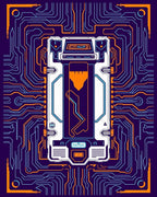 Cyberpunk Circuit Board Orange Blue Rug
