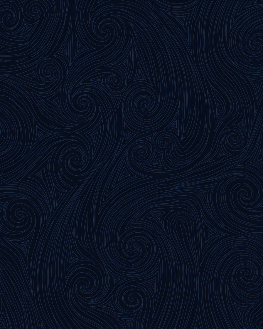Dark Blue Swirling Lines Medallion Rug