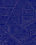 Abstract Navy Geometric Maze Rug