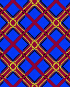 Crimson Cobalt Chain Lattice Rug