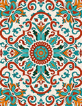 Turquoise Orange Indian Floral Mandala Rug