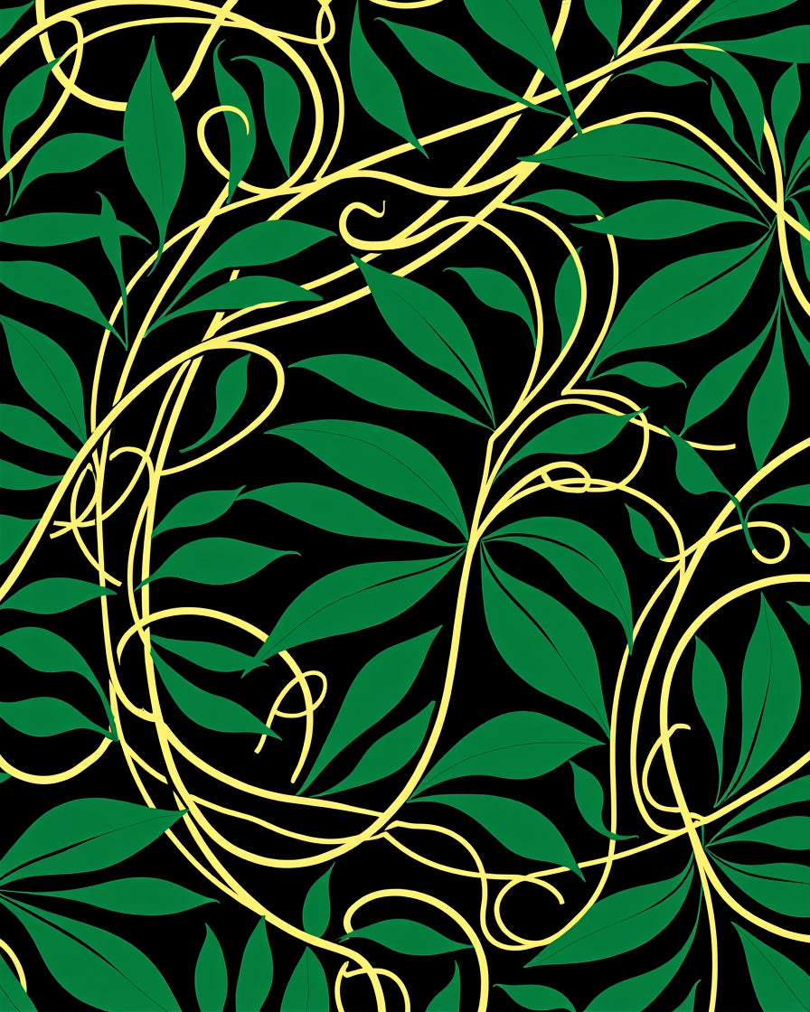 Emerald Vines Yellow Swirl Rug