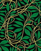 Emerald Vines Yellow Swirl Rug