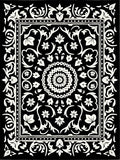 Bold Black White Floral Arrangement Rug