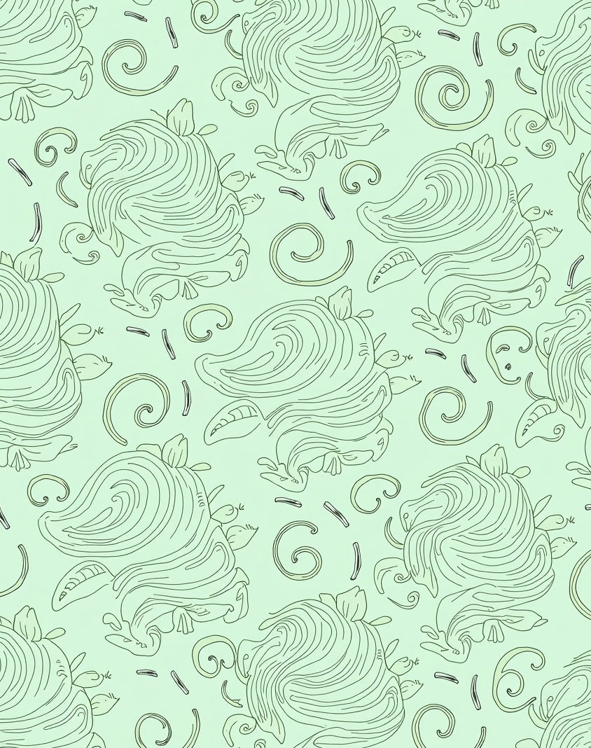 Whimsical Light Green Turtle Swirls Rug