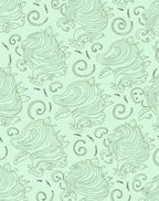 Whimsical Light Green Turtle Swirls Rug