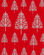 Crimson Stylized Tree Garland Rug