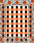 Orange Black Gingham Pumpkin Vine Border Rug