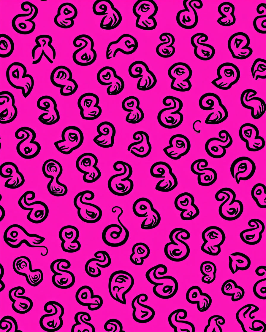 Bold Pink Abstract Calligraphy Shapes Rug