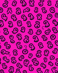 Bold Pink Abstract Calligraphy Shapes Rug