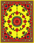Vibrant Yellow Red Floral Medallion Rug