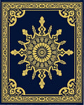 Royal Blue Gold Sunburst Medallion Rug