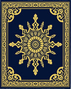 Royal Blue Gold Sunburst Medallion Rug