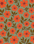 Retro Orange Blossom Foliage Rug