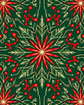 Emerald Red Gold Starburst Floral Rug