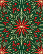 Emerald Red Gold Starburst Floral Rug