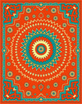 Vibrant Sunburst Floral Mandala Medallion Rug