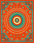 Vibrant Sunburst Floral Mandala Medallion Rug