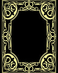 Golden Art Nouveau Scroll Border Rug