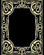Golden Art Nouveau Scroll Border Rug