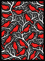 Bold Red Cardinal Tree Branches Rug