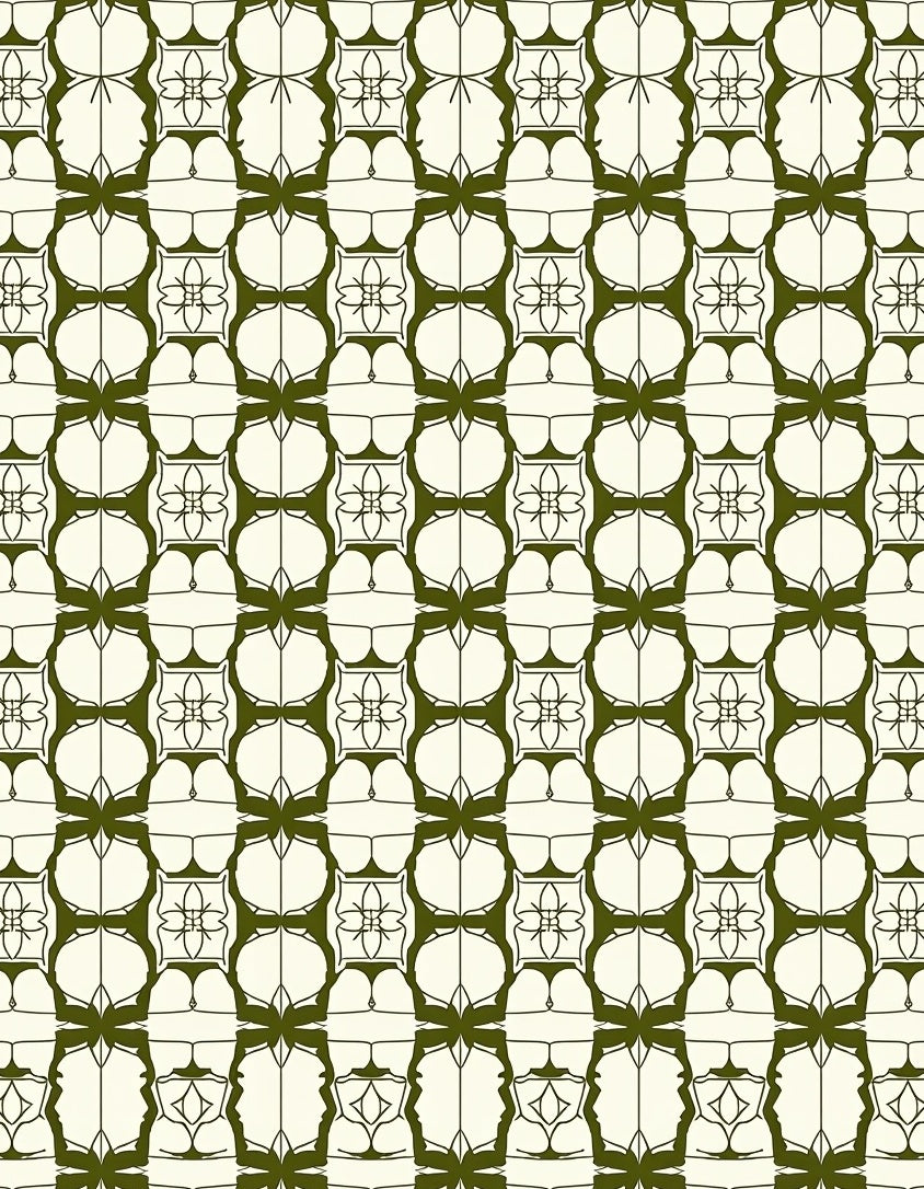 Olive Green Symmetric Medallion Geometric Rug