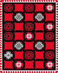 Bold Red Black Floral Check Rug