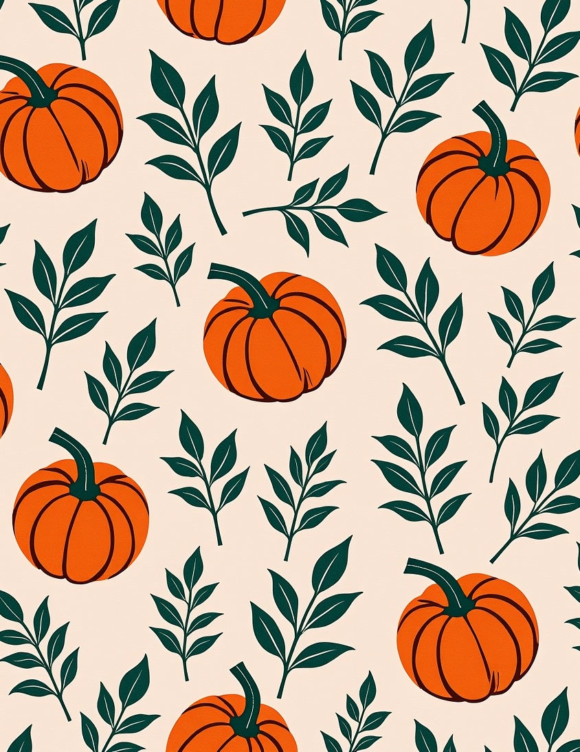 Orange Pumpkin Leafy Autumn Sprig Rug