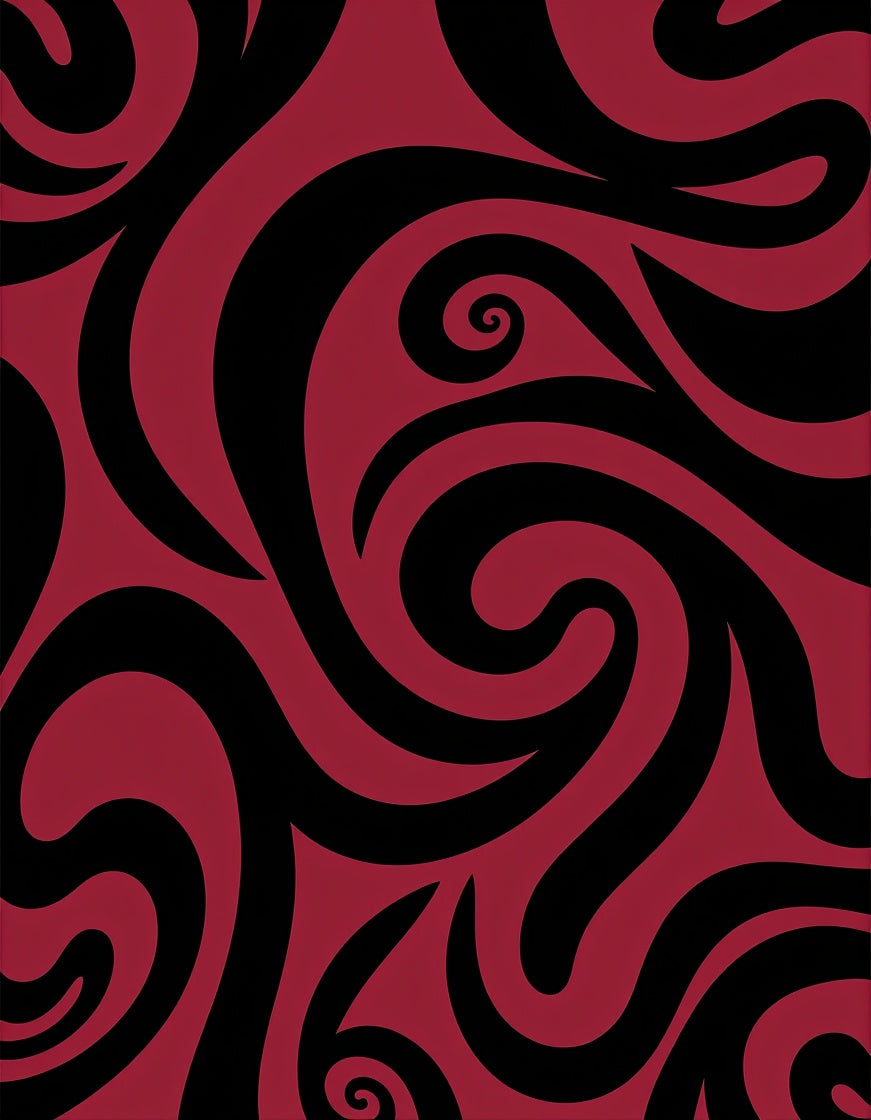 Deep Crimson Swirl Organic Rug