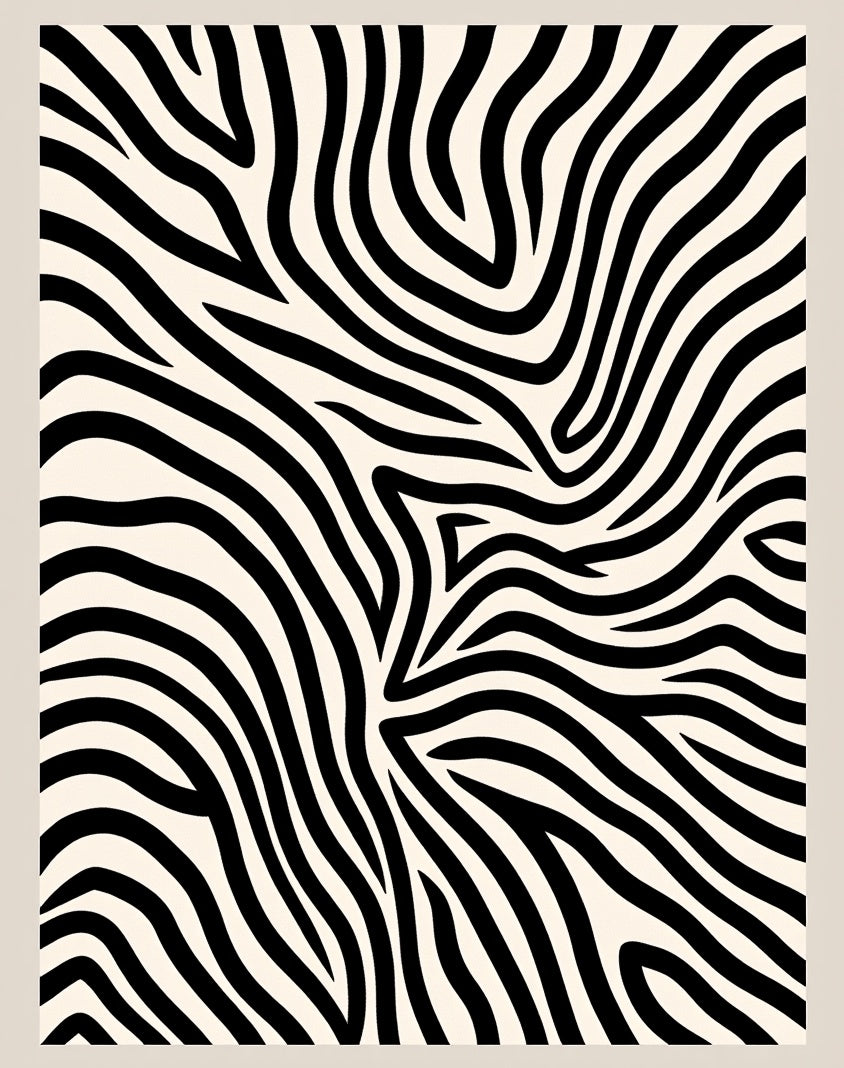 Bold Black Zebra Stripe Swirls Rug