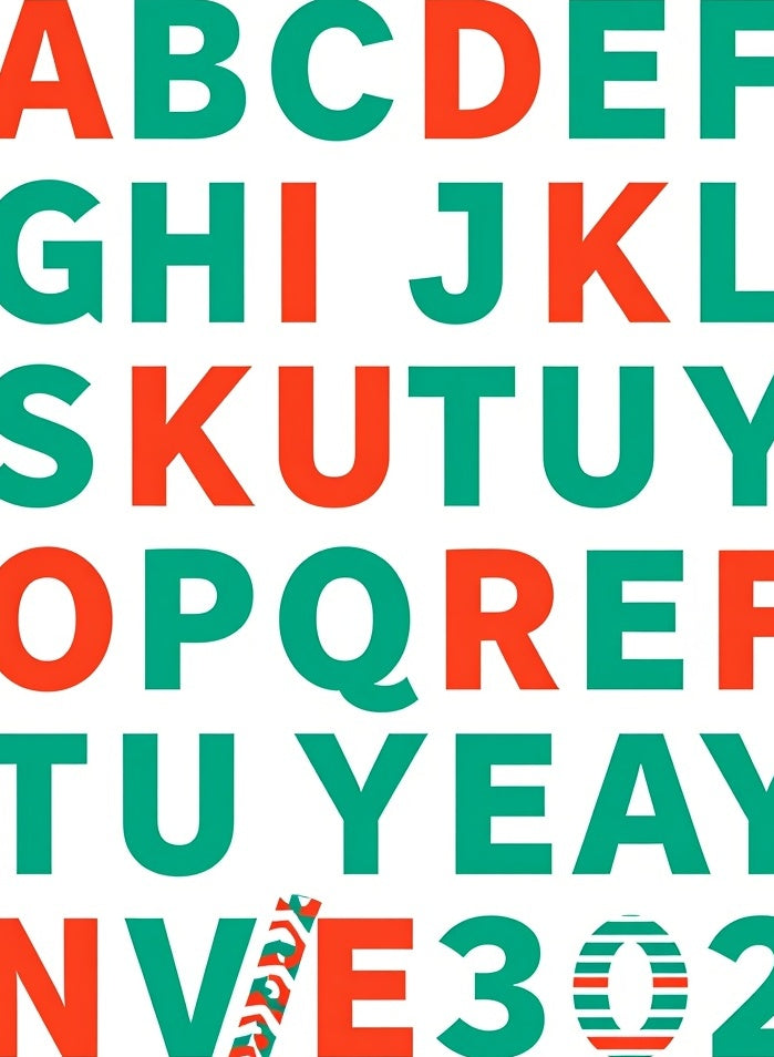 Bold Alphabet Red And Teal Rug