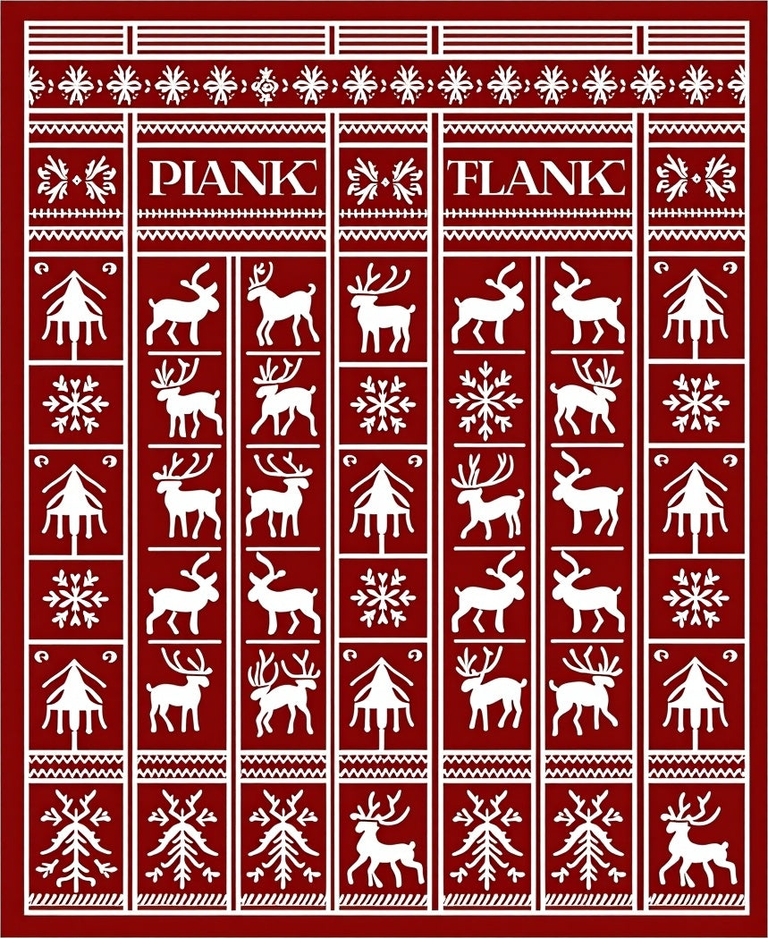 Crimson Deerflake Winter Nordic Rug