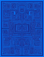 Deep Blue Geometric Maze Rug
