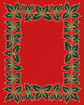 Crimson Green Leaf Vine Border Rug