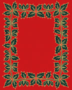 Crimson Green Leaf Vine Border Rug