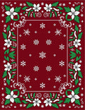 Crimson Floral Snowflakes Border Rug