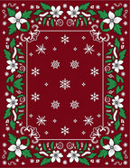 Crimson Floral Snowflakes Border Rug