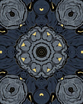 Gray And Black Abstract Floral Rug