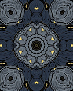 Gray And Black Abstract Floral Rug