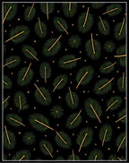 Dark Green Palm Frond Starry Night Rug