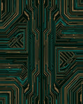Circuit Board Copper Teal Lines Rug