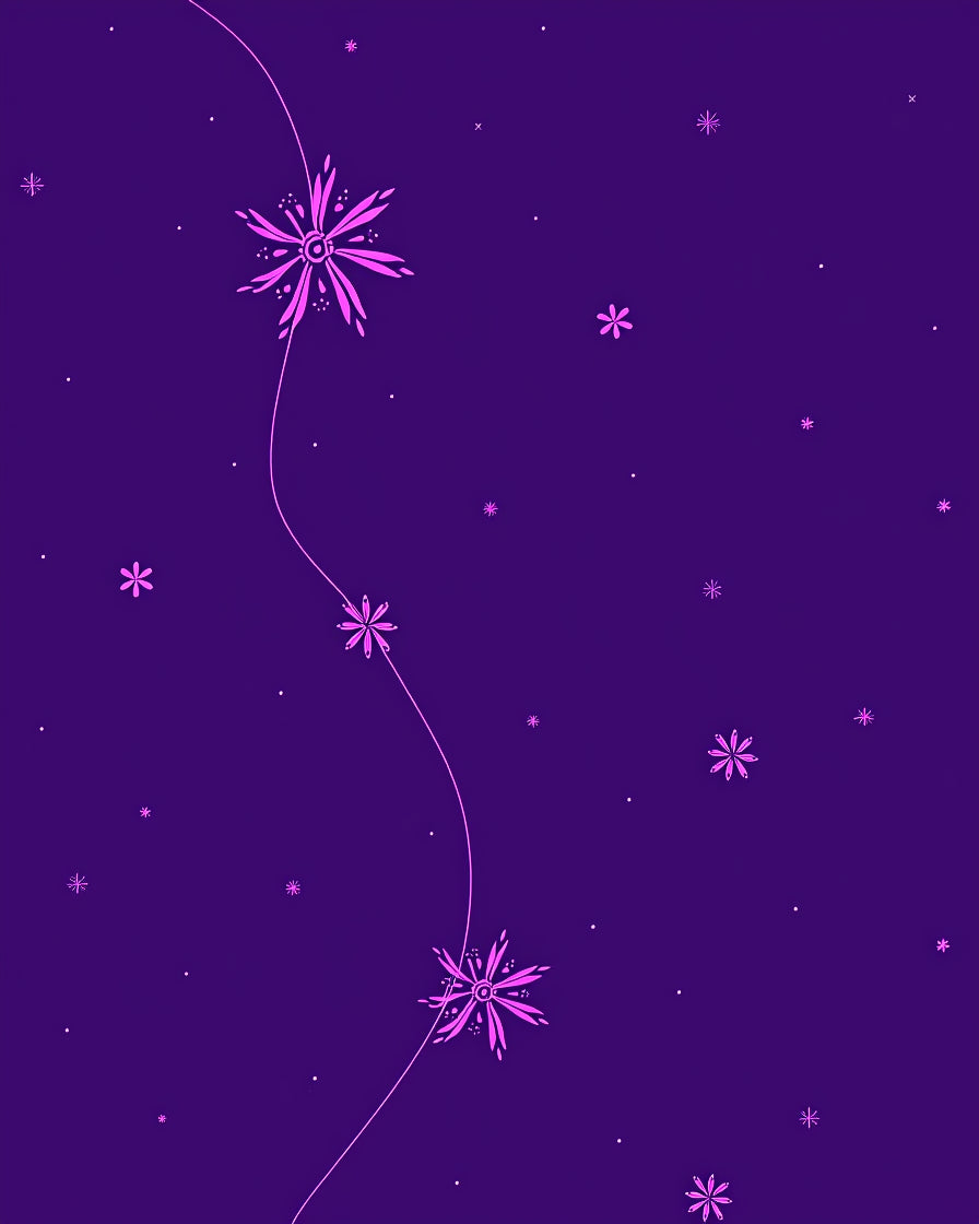 Deep Purple Pink Floral Starburst Cascade Rug