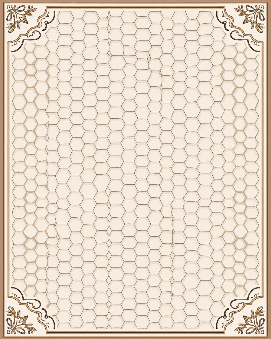 Neutral Cream Honeycomb Garden Frame Rug